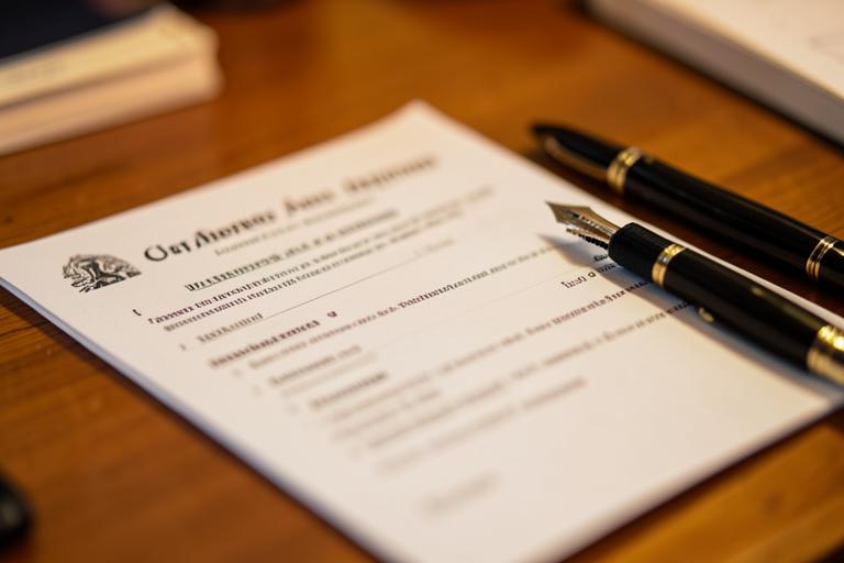 University application form on a desk